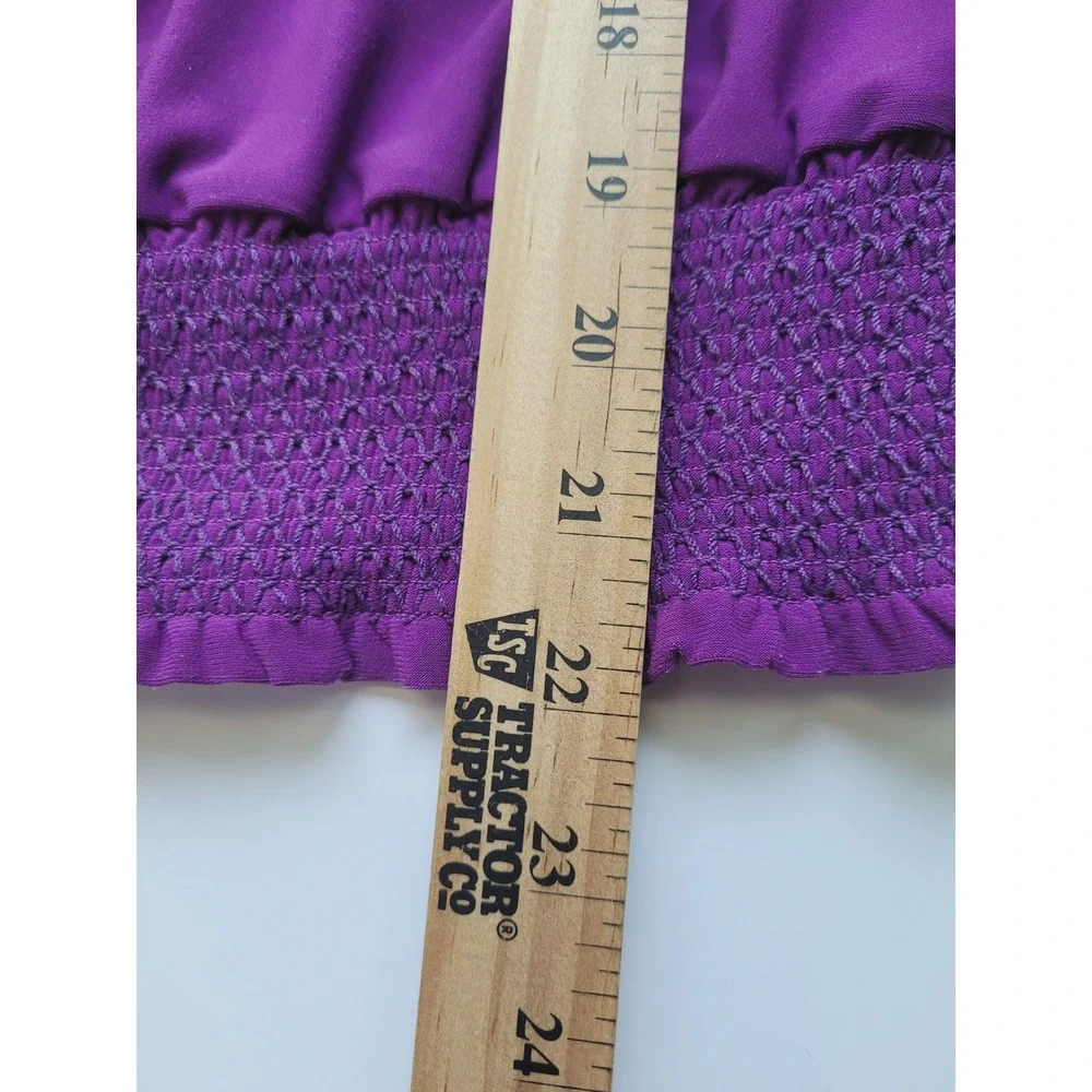 Magicsuit Swim Top Womens 14 Tankini Purple Smocked Blouson Adjustable Straps